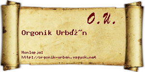 Orgonik Urbán névjegykártya